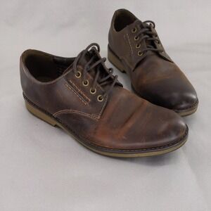 Clarks Collection Oxford Mens 8 Brown Leather Lace Up Dress Shoes